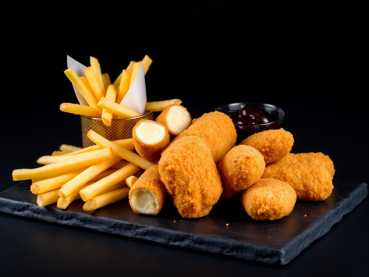 Fritti misti: patatine, mozzarelline e crocchette