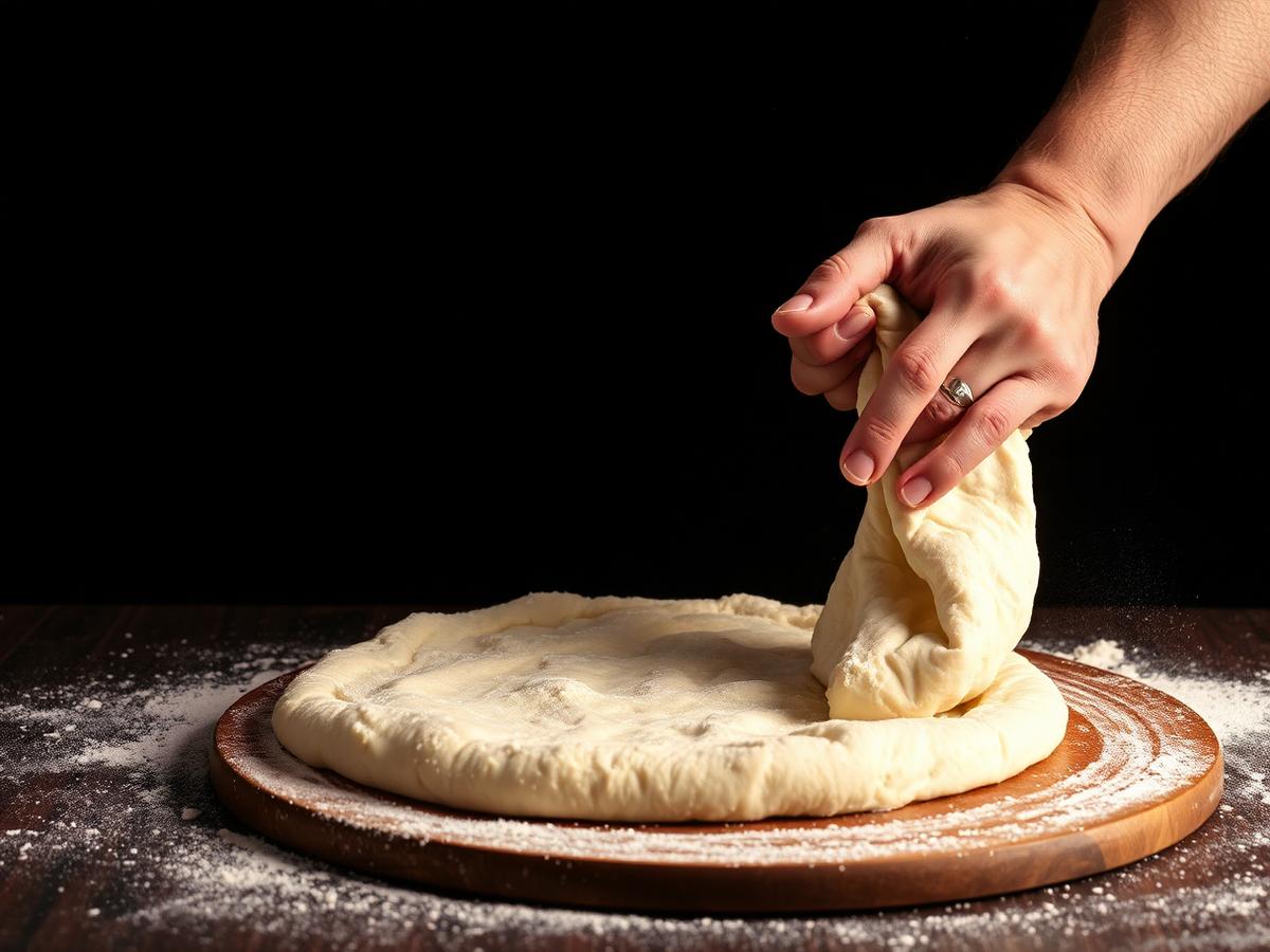 Impasto per pizza lavorato a mano nel laboratorio Da Sando